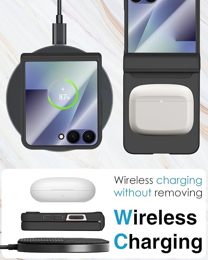 STORMTAL for Samsung Galaxy Z Flip 7 Case, Hinge Protection, Built-in Screen Protector, Wireless Charging, Shockproof, Slim Rugged Phone Protective Case for Galaxy Z Flip 7 Black