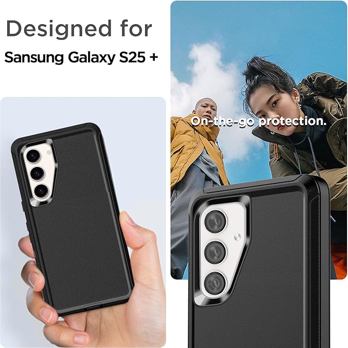 AICase for Samsung Galaxy S25 Plus(6.7"),Heavy Duty Drop Protection Full Body Rugged Shockproof/Drop Proof/Dust Proof Military Protective Tough Durable Phone Cover for Galaxy S25 Plus 2025 Black