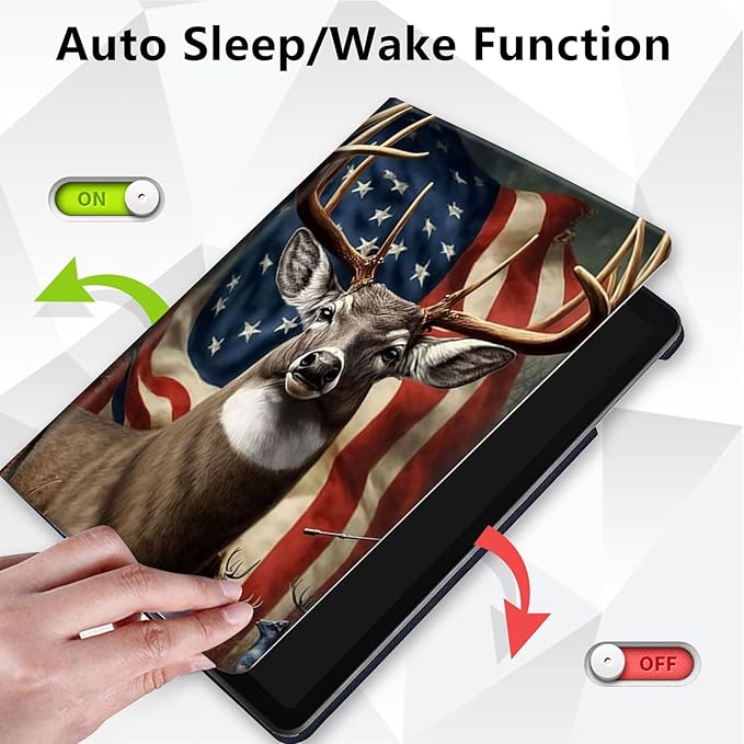 Case for Lenovo Tab M10 Plus 10.3", 360 Degree Rotating Folding Stand,with Auto Sleep/Wake Case for Lenovo Tab M10 Plus (2020 2nd Gen) TB-X606F/TB-X606X 10.3" FHD Tablet,American Flag Deers