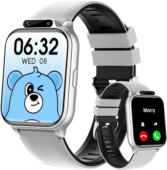 Smart Watch for Kids, 1.85" Fitness Tracker with Heart Rate, Sleep Monitor, IP68 Waterproof Smartwatches with Video Music, Pedometer, Game, NO APP/Phone, Gift for Boys Girls. (Classic, Silver)