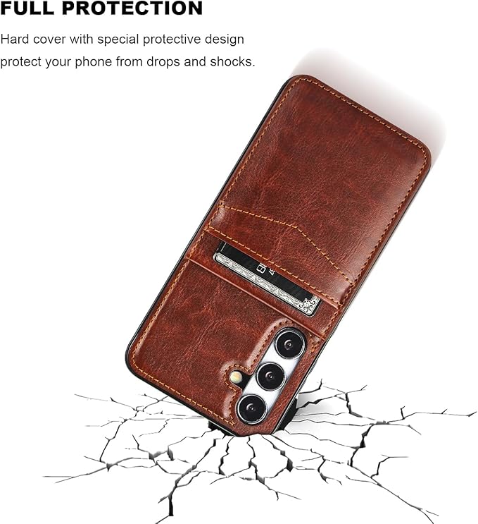 KIHUWEY for Samsung Galaxy S24 Plus Case Wallet with Credit Card Holder, Flip Premium Leather Magnetic Clasp Kickstand Heavy Duty Protective Cover for Samsung Galaxy S24 Plus 6.7" (Brown)