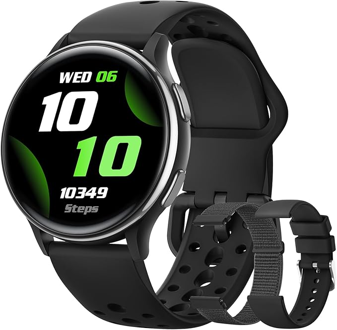 Samrt Watches for Women Men, 42mm Smart Watch with 400+ Watch Face, 70+ Sport Modes, 24/7 Heart Rate, Sleep Monitor, Answer/Make Calls, Waterproof Activity Fitness Tracker for Android & iPhone (Black)