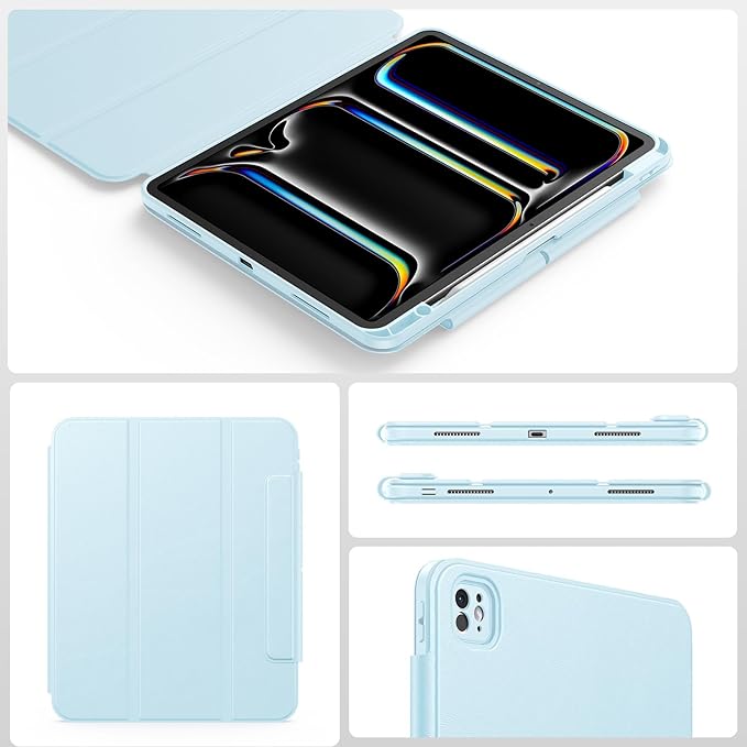 SPARIN Case for iPad Pro 13 inch 2024-M4 with Pencil Holder, Detachable Magnetic Hybrid Protective Cover, Portrait/Landscape Stand, Durable Protection, Auto Wake/Sleep-Blue