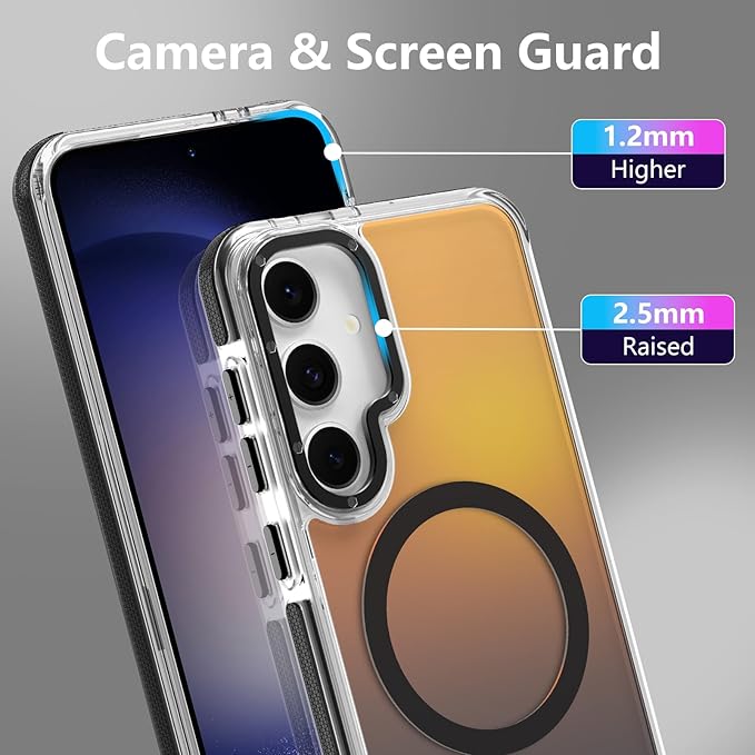 MOWIME Magnetic Case for Samsung Galaxy S23 [Compatible with Magsafe] [Cute Fashion Fluorescent Design] [1 Screen Protector] Slim Translucent Matte Case for Galaxy S23 6.1", Black