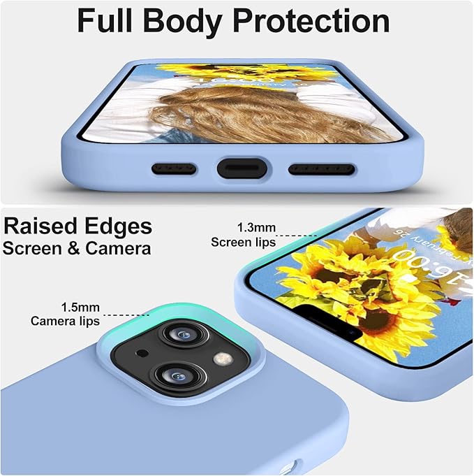 Vooii Compatible with iPhone 14 Case,[Silky Touch Premium Liquid Silicone] [Soft Anti-Scratch Microfiber Lining], Ultra Slim Shockproof Protective Case for iPhone 14 - Light Blue