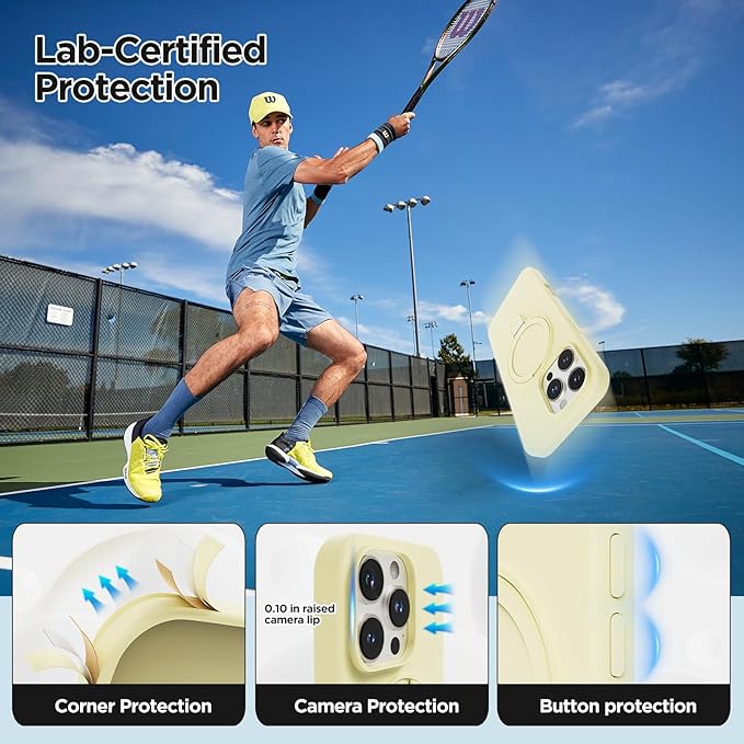 Magnetic Stand for iPhone16 Pro Max Case with Kickstand 【Lab-Certified Protection】【Not Yellowing】【Anti-Fingerprint】 Durable, Enhanced Grip, Slim，Yellow， iPhone 16 Pro Max 6.9"