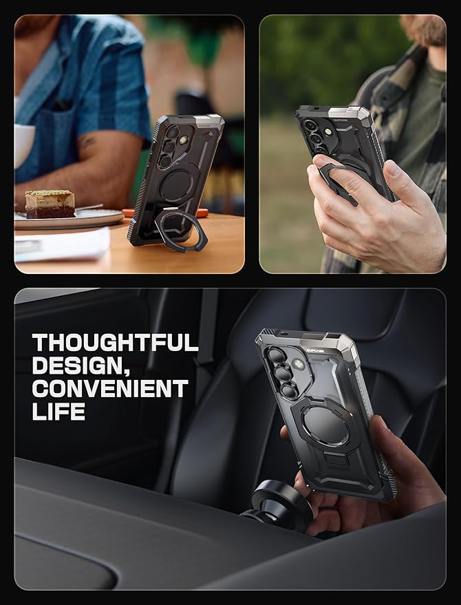 SUPCASE for Galaxy S25 FE Case with Stand (Unicorn Beetle Grip), [Compatible with MagSafe] [Military-Grade Protection] Heavy Duty Magnetic Phone Case for S25 FE 6.7 Inch, Black