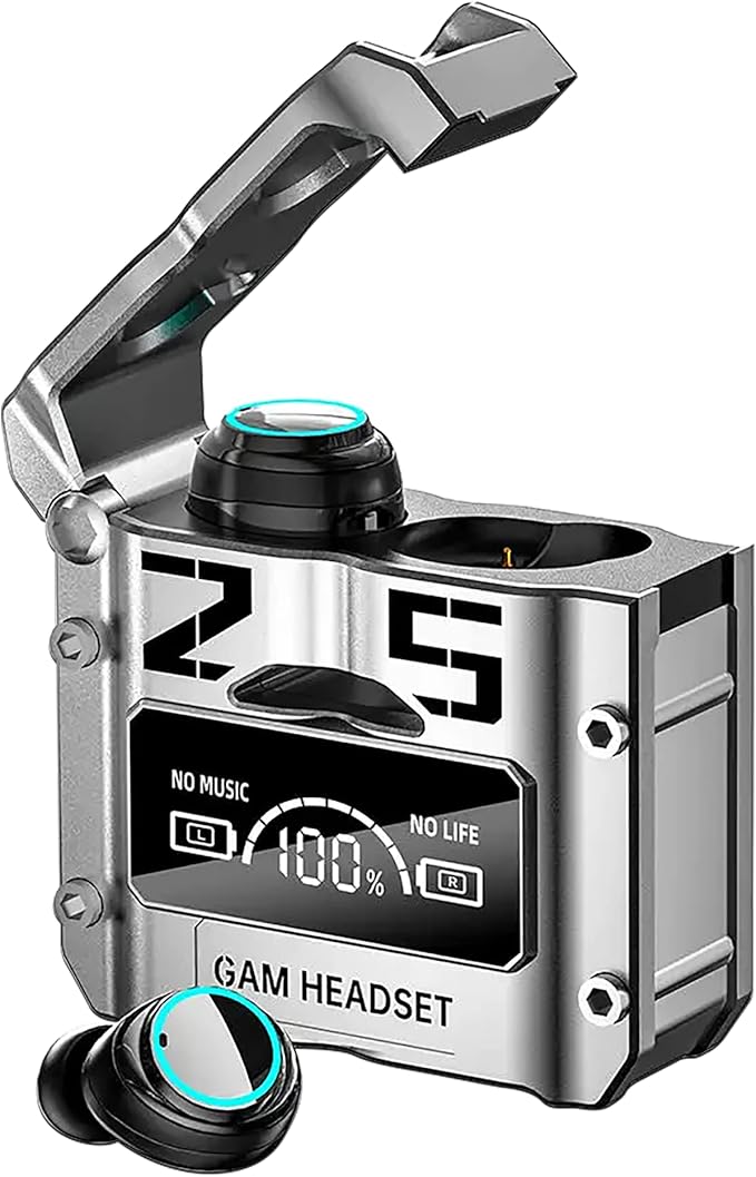 M25 BT5.3 Wireless Sport Earbuds with Environment Noise Cancelling, IPX7 Waterproof, Bluetooth Stereo, 4 Built-in Microphones, Premium Sound and Deep Bass (Silver)