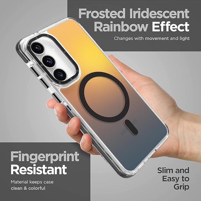 MOWIME Magnetic Case for Samsung Galaxy S25 FE 5G [Compatible with Magsafe] [Cute Fashion Fluorescent Design] [1 Screen Protector] Slim Translucent Matte Case for Galaxy S25 FE 5G 6.7", Black