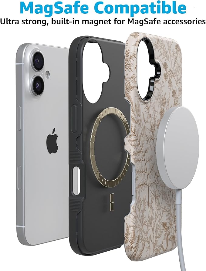 Casely iPhone 17 Case | Beige Garden | Neutral Floral | Compatible with MagSafe | Bold Protective Design