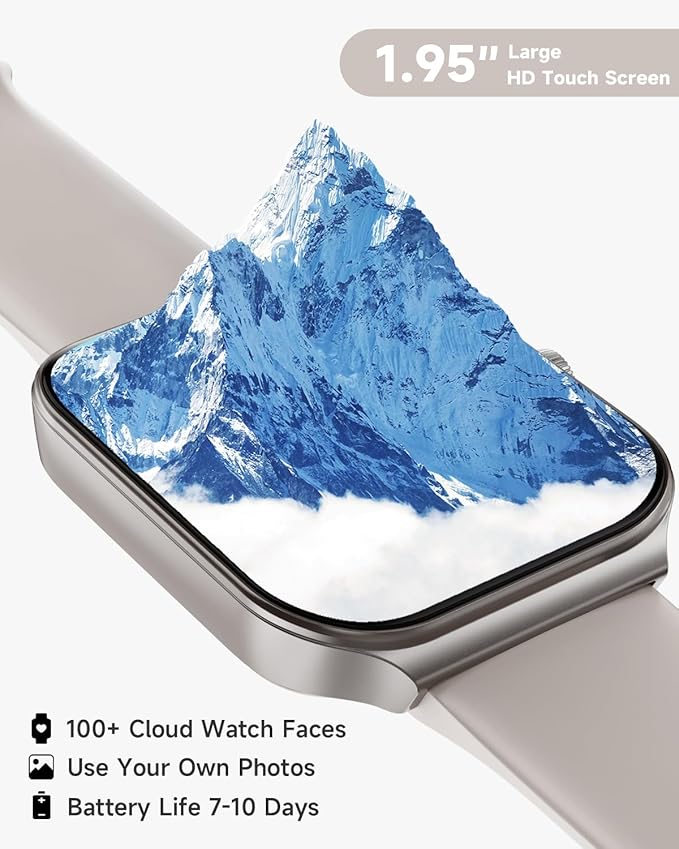 Smart Watch for Men Women Alexa Built-in, 1.95" Fitness Tracker with Answer/Make Calls, IP68 Waterproof/Sleep Tracker/Heart Rate/100 Sports, Fitness Watch Compatible iOS Android