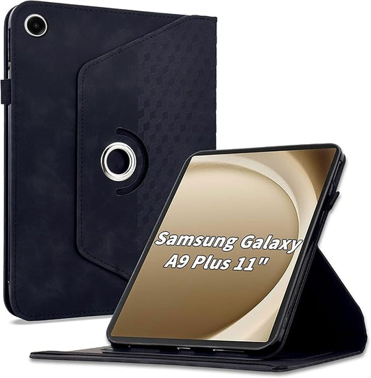 Case for Samsung Galaxy Tab A9 Plus 11" 2023 (SM-X210/X216/X218),360 Degree Rotating PU Leather Folio Protective Case with Auto Sleep/Wake,Card Holder&Shoulder Strap for Woman Man,Black