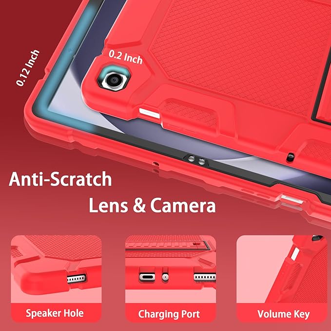 Rantice Case for Samsung Galaxy Tab A9+ 11”, Heavy Duty Shockproof Rugged Protective Case with Kickstand for Samsung Galaxy Tab A9+ / A9 Plus 11” 2023 (SM-X210/X216/X218), Red+Black