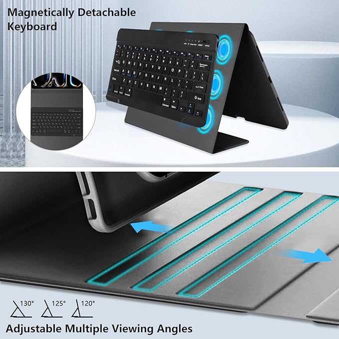aMZCaSE for iPad Pro 13 inch Case with Keyboard (M4, 2024), iPad Pro 13 Keyboard with Magnetic Detachable Folio Slim Cover,Smart Sleep/Wake,Pencil Holder,Black