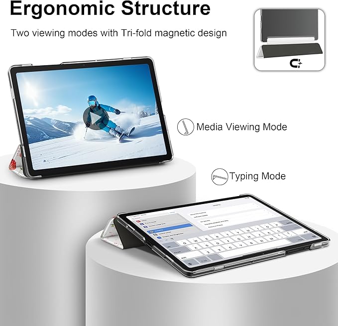 DONGKE Case for Samsung Galaxy Tab A9+/A9 Plus 11 inch 2024 2023 (SM-X210/X216/X218), Slim Stand Hard PC Translucent Back Shell Smart Cover, Auto Wake/Sleep - Strawberries