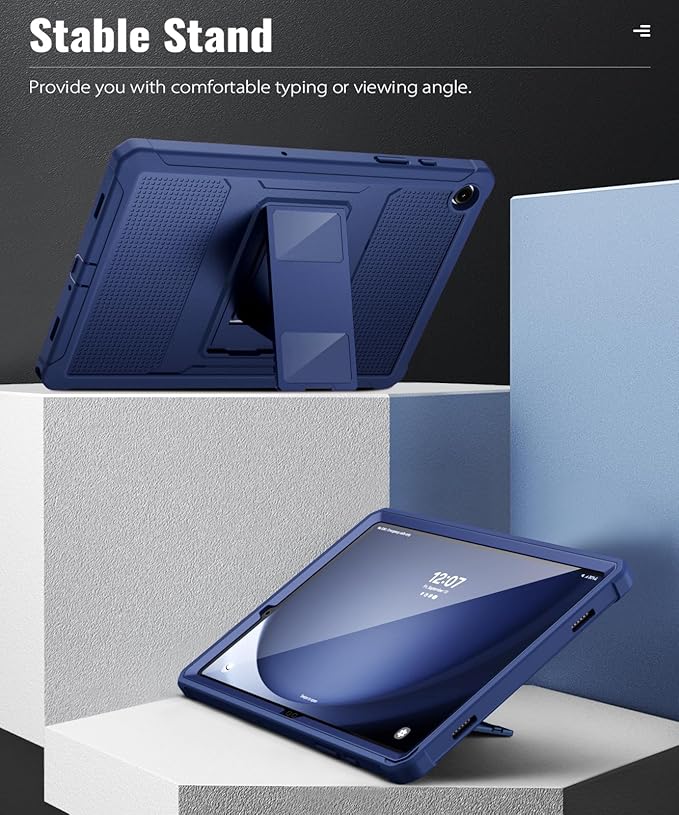 MoKo Case Fit Galaxy Tab A9 Plus 11-Inch 2023 (SM-X210/X216/X218), Shockproof Full Body Rugged Stand Back Cover Built-in Screen Protector Fit Galaxy Tab A9+ 11" 2023, Sea Blue