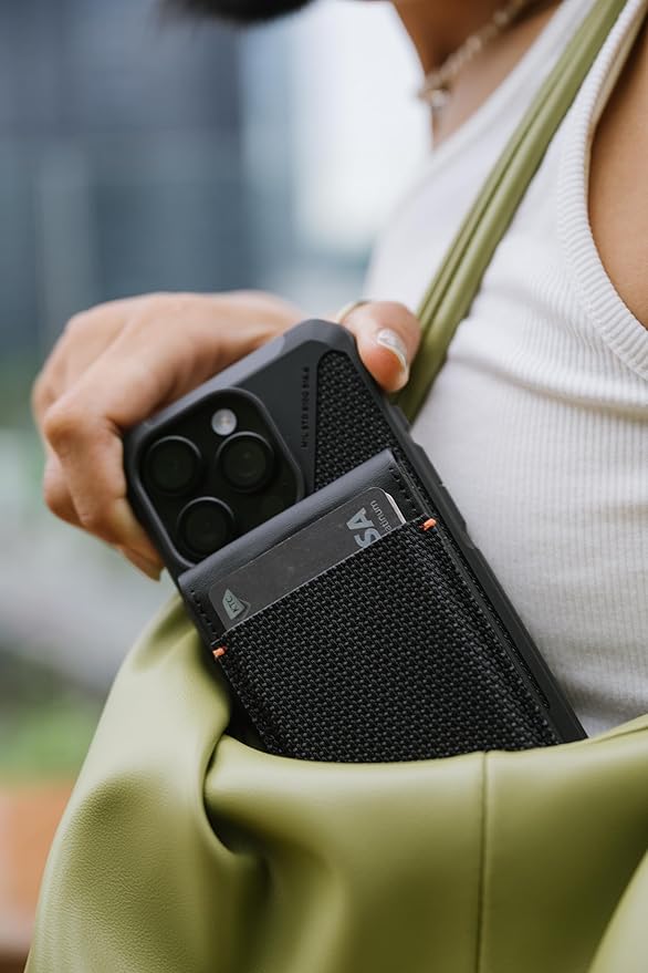 URBAN ARMOR GEAR UAG Slim Wallet Kevlar Black 6 Cards Holder with Kickstand RFID Blocking, Metropolis Magnetic Wallet Compatible with MagSafe for iPhone, Galaxy