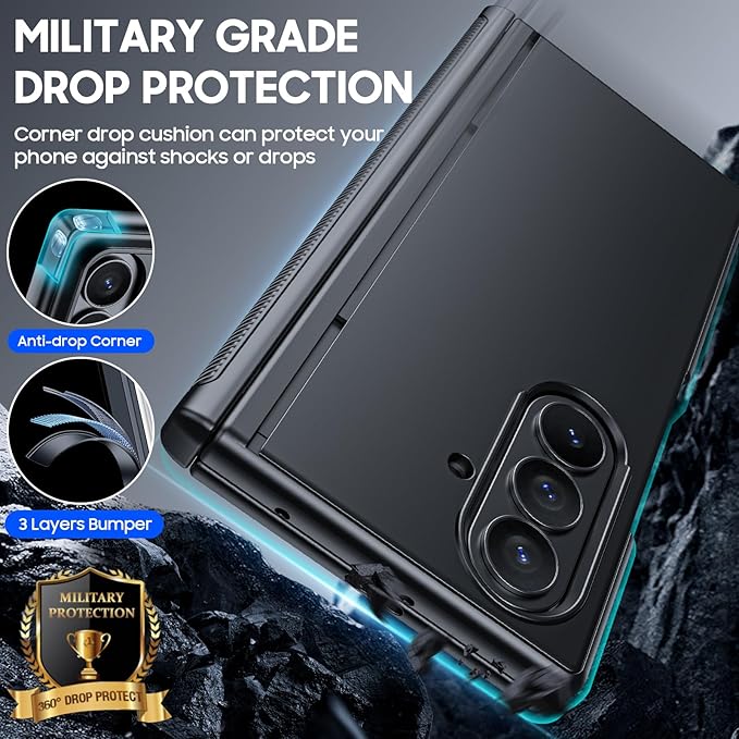 for Samsung Galaxy Z Fold 7 Case Magnetic Power with [Kickstand][Hinge Protection] Full Body Screen Protector Shockproof Phone Case for Galaxy Z Fold 7 Case(Black)