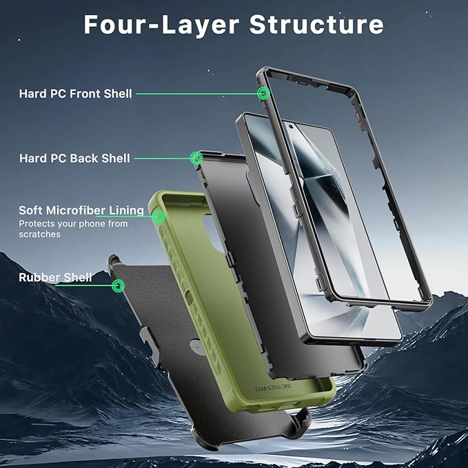 M MYBAT PRO Maverick Series for Samsung Galaxy S25 Ultra Case with Belt Clip Holster, 6.9 inch, Heavy Duty Military Grade Drop Protective Case w 360° Rotating Stand (No Screen Protector) Army Green