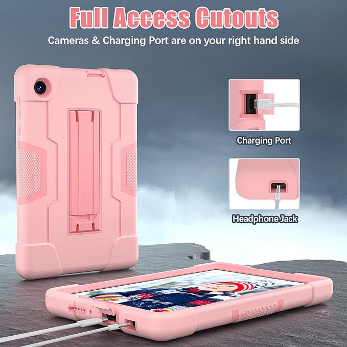 Bingcok Case for TCL Tab 8 LE & WiFi - Heavy Duty Rugged Full-Body Hybrid Shockproof Drop Protection Cover (3-Pink)