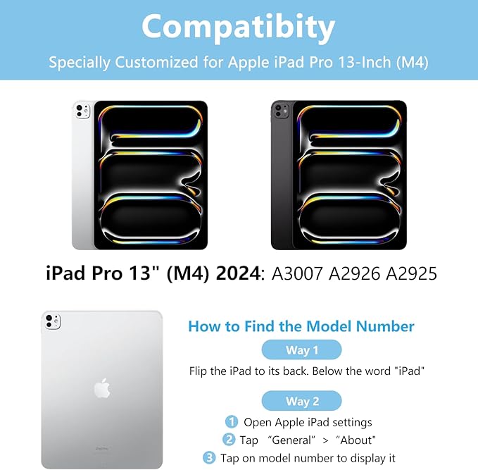 aMZCaSE for iPad Pro 13 inch Case with Keyboard (M4, 2024), Keyboard Case for iPad 13 Pro Magnetic Detachable Folio Slim iPad Pro 13 Stand Cover,Smart Sleep/Wake,Pencil Holder,Light Blue