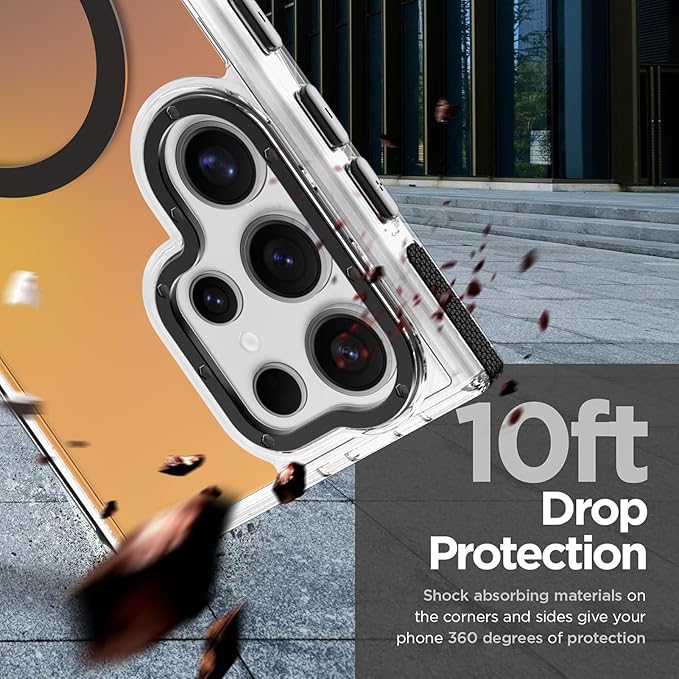 MOWIME Magnetic Case for Samsung Galaxy S24 Ultra [Compatible with Magsafe] [Cute Fashion Fluorescent Design] [1 Screen Protector] Slim Translucent Matte Case for Galaxy S24 Ultra 6.8", Black