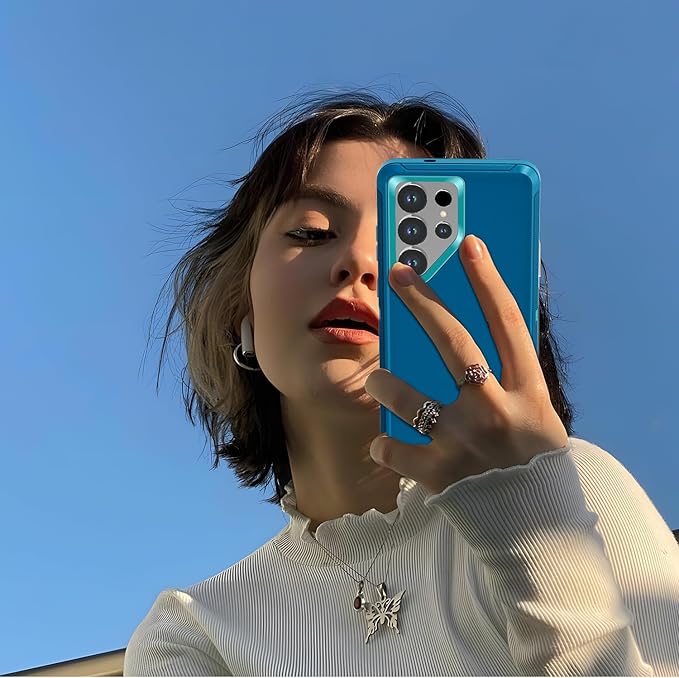 Designed for Samsung Galaxy S24 Ultra Case [with Privacy Screen Protector] 3-Layer Full Body Protection Rugged Shockproof Heavy Duty Phone Case Cover, Turquoise