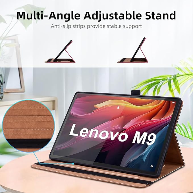 Case for Nook 9" Lenovo Tablet 2024 / Lenovo Tab M9 (TB-310FU) 2023 Multi-Angle Stand Folio Cover PU Leather with Card Pocket Tab M9 Case,Black