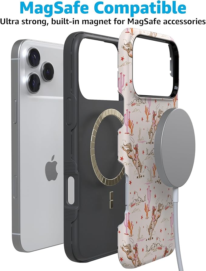 Casely iPhone 17 Pro Case | Cowgirl Canyon | FashionPass x Casely | Compatible with MagSafe | Bold Protective Design
