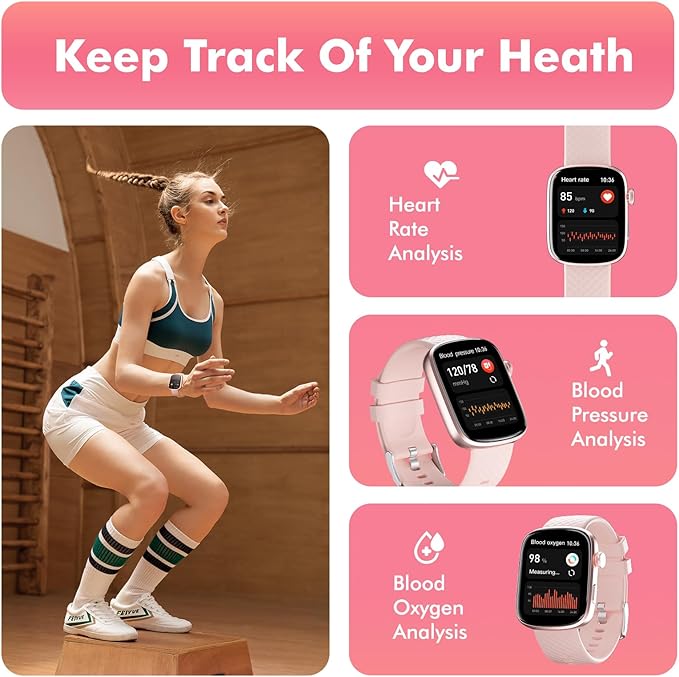 YMS Smart Watch for Women Men - (Answer/Make Calls) Compatible with iOS/Android Phones,3ATM Waterproof,Heart,Rate,Sleep,Pressure,Steps Monitor,100+ Sports Trackers (Gray)