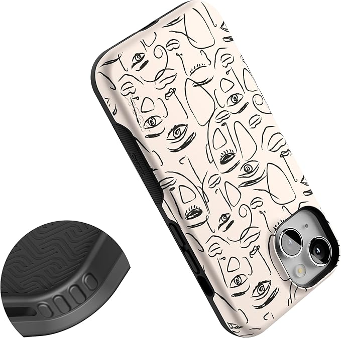 Casely iPhone 14 Case | We're All Human | Minimal Face Art | Compatible with MagSafe | Bold Protective Design