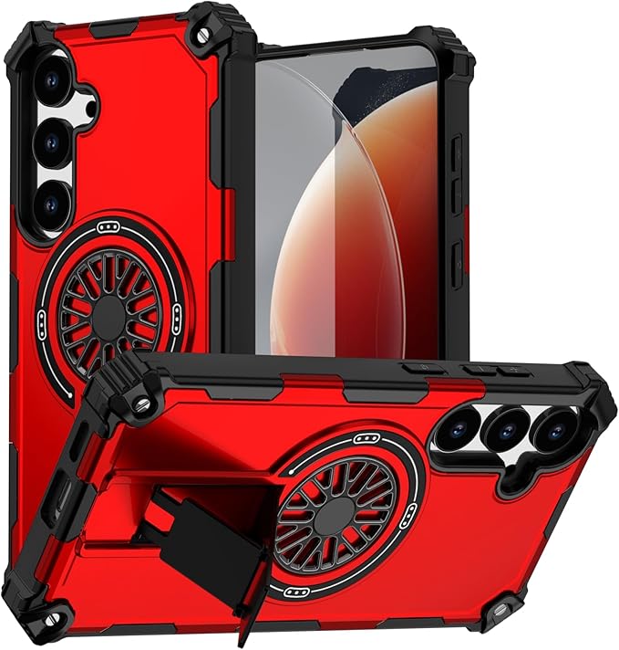 Magnetic Case for Galaxy S24 Plus/S25 Plus, Built-in Stand [Compatible with Mag-Safe] Shockproof Protective Cover Case for Samsung Galaxy S24 Plus/S25 Plus Red