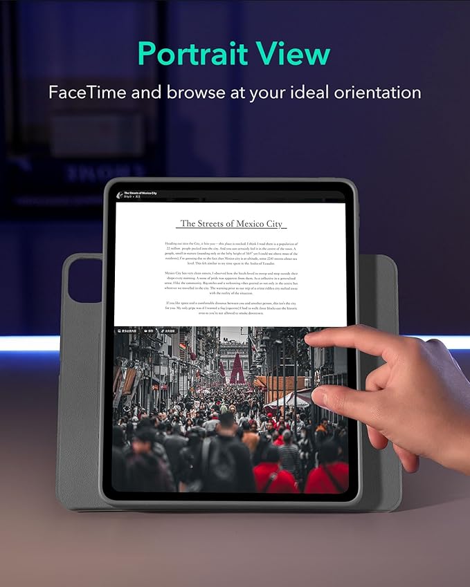 ESR for iPad Pro 13 Inch Case M4(2024), iPad Pro 13 Rotating Case with Removable Magnetic Cover, Adjustable Portrait/Landscape Stand with Raised Screen View, 9 Standing Angles, Shift Series, Grey