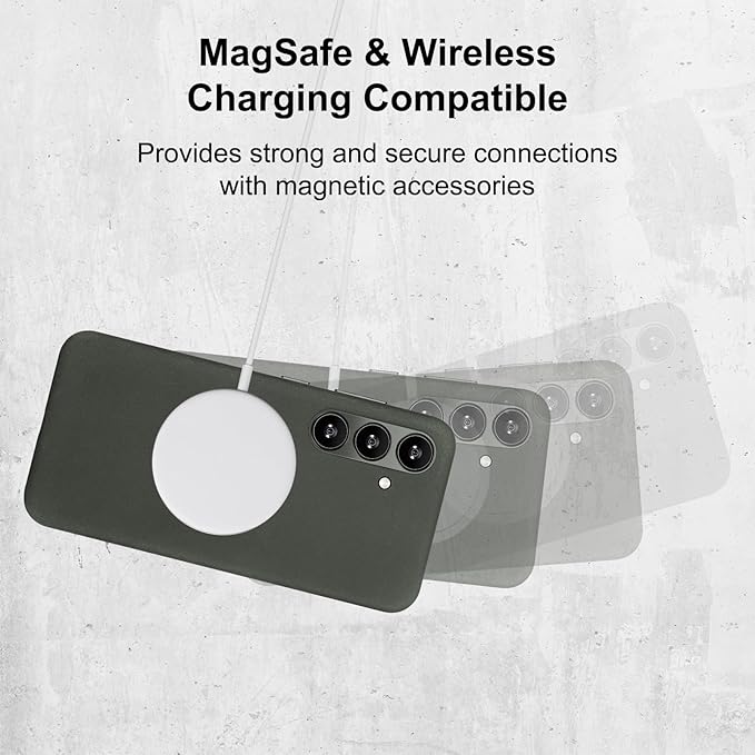 Belemay Leather Case for Samsung Galaxy S24 Compatible with Magsafe - Premium Crazy Horse Leather [Vintage Aesthetics] Unique Patina, Comfort Grip, Metal Buttons, Slim&Soft Cover (6.2") Rustic Green