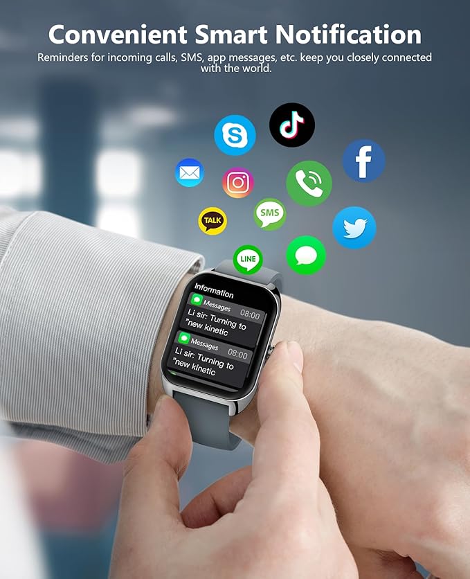 Smart Watch (Answer/Make Call) for Men Women, 2.02" Smartwatch with Heart Rate/Blood Pressure/Blood Oxygen/Sleep Monitor, IPX8 Waterproof Fitness Tracker, 100+ Sports Modes Compatible with iOS Android