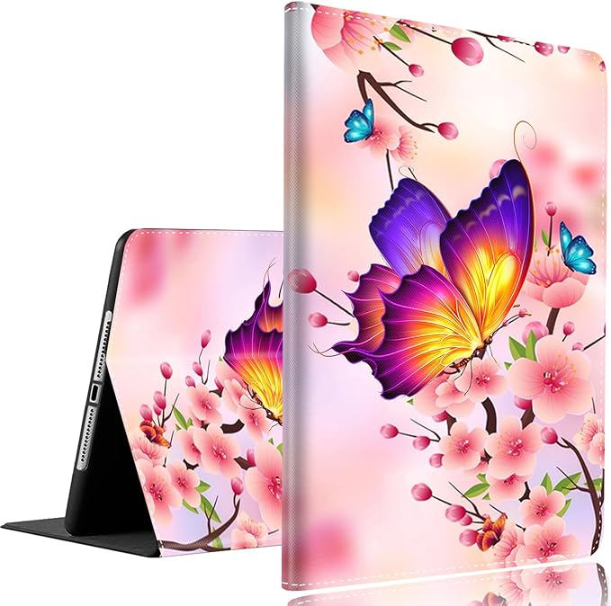 Case for Samsung Galaxy Tab A9 Plus 11 inch 2023，Slim Fit Foldable Standing Cover with Auto Sleep/Wake for Galaxy Tab A9+ 11’2023 (SM-X210/X216/X218)，Butterfly Sakura Pink