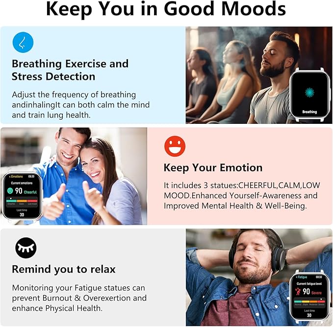 Smart Watch with Ai Functions GPS Tracking for Android Phones and iPhone Compatible Bluetooth Call Message Alert Heart Rate/Sleep Monitor IP68 Waterproof for Men Women