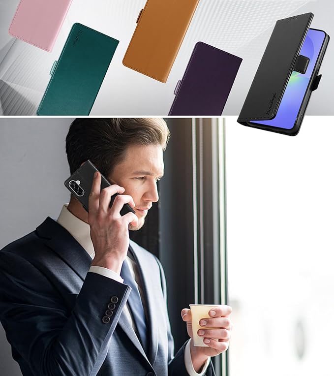 Wallet Flip Case for Samsung Galaxy A36 5G - [RFID Blocking] Luxury PU Leather Card Holder Magnetic Phone Cover with Kickstand,Shockproof Protective Case,Black