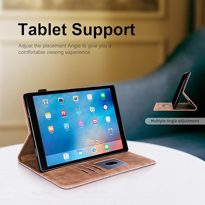 Vine Funda para for Samsung Galaxy Tab A 10.1 2019 SM-T510 T515, Soft Touch Premium Faux Leather Made with Card Slots, Water-Proof Precise Cutouts Compatible with Samsung Tab A 2019 Case Brown