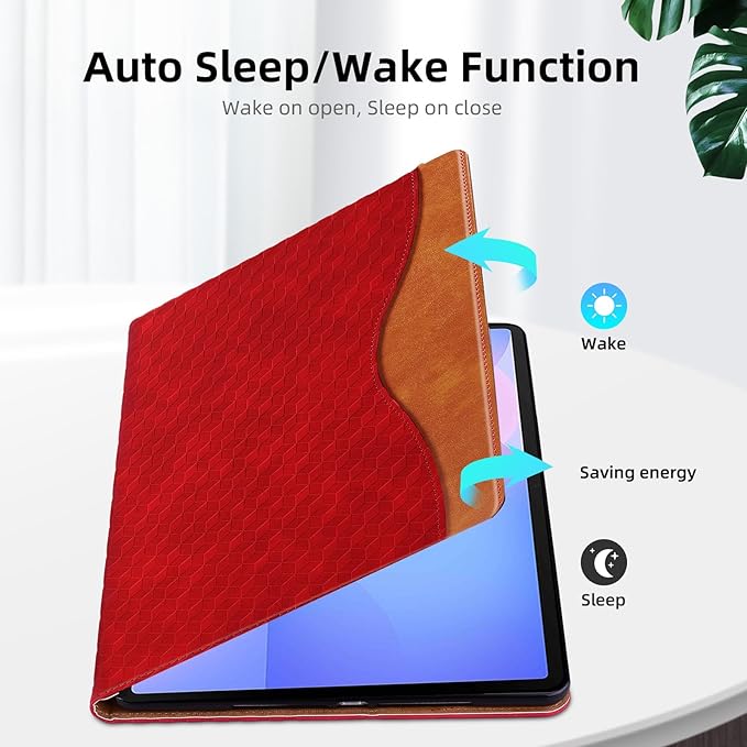 Case for Samsung Galaxy Tab S10 Fe Plus 13.1" 2025, PU Leather Folio Business Protective, Multi-Angle Viewing Stand with Front Pocket, Hand Strap for Galaxy S10 FE+ Red