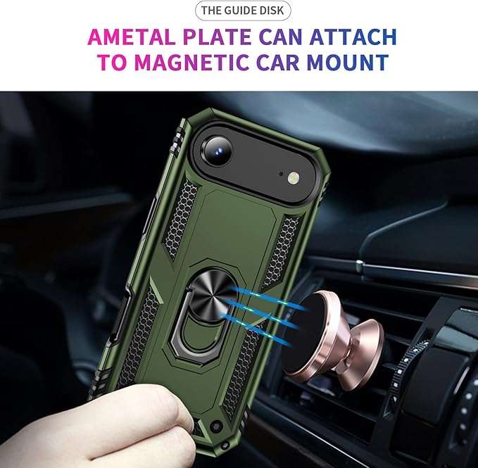 ADDIT Compatible with iPhone 17 Air Case with Tempered Glass Screen Protector, Adjustable Kickstand Ring, Military-Grade Heavy Duty Protection, Shockproof, Anti-Fingerprint,ArmyGreen