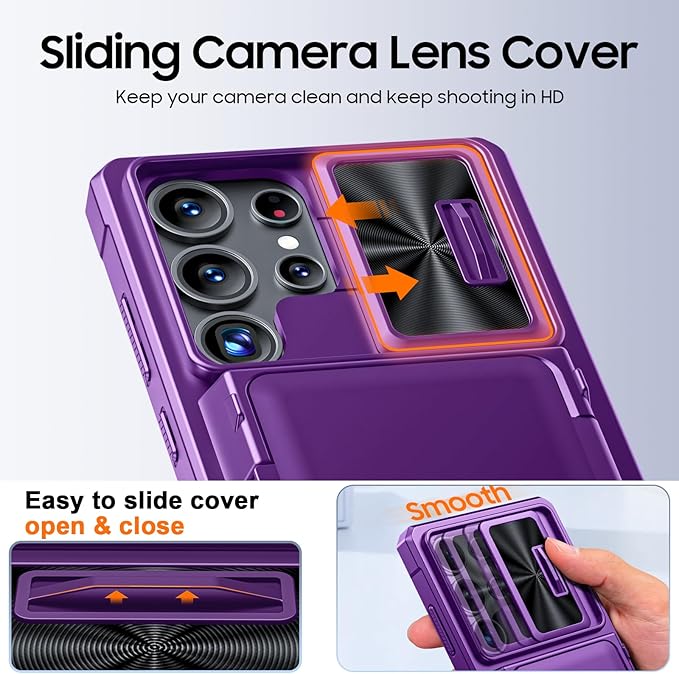 for Samsung Galaxy S25 Ultra Case Wallet with RFID [Cards Holder][Camera Cover][Edge Raised] Full Body Shockproof Silicone Protective Phone Case for Galaxy S25 Ultra 6.9" 2025 (Purple)
