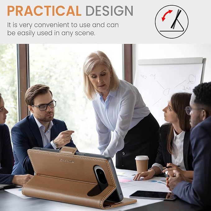 for Google Pixel 8 Case, Premium PU Leather Wallet Case Flip Cover with [RFID Blocking][Card Holder][Stand Function] Shockproof Protective for Google 8, Brown