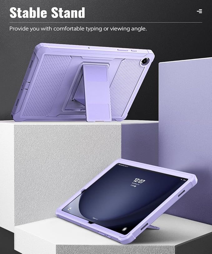 MoKo Case Fit Galaxy Tab A9 Plus 11-Inch 2023 (SM-X210/X216/X218), Shockproof Full Body Rugged Stand Back Cover Built-in Screen Protector Fit Galaxy Tab A9+ 11" 2023, Taro Purple