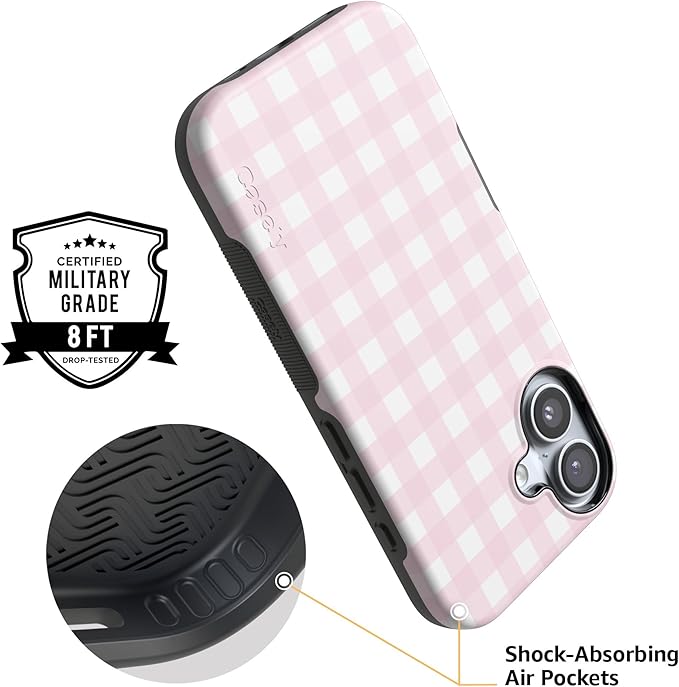 Casely iPhone 17 Case | Pink Plaid | Sunday Best | Compatible with MagSafe | Bold Protective Design
