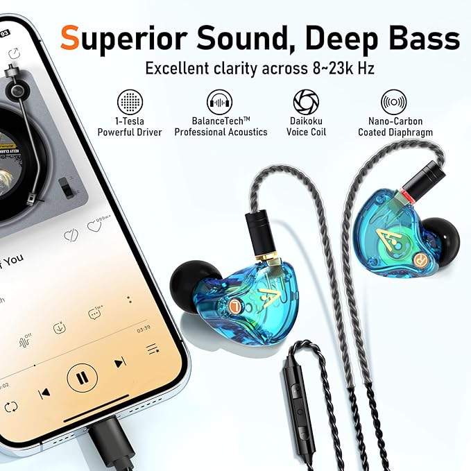 Vibes 202MC USB-C Wired Earbuds - HiFi in Ear Monitor Headphones - Noise Isolating Ear Buds w/ Mic - Clear Sound, Deep Bass & Comfort-Fit Earphones - MMCX to USBC, Silver Plated Cord, Carrying Case