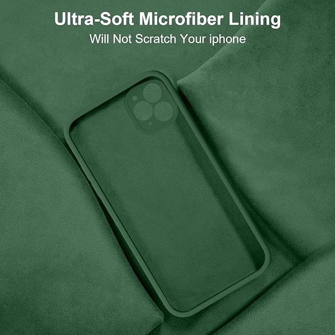 Vooii Compatible with iPhone 11 Pro Max Case, Upgraded Liquid Silicone with [Flat Edges] [Camera Protection] [Soft Anti-Scratch Microfiber Lining] Phone Case for iPhone 11 Pro Max - Green