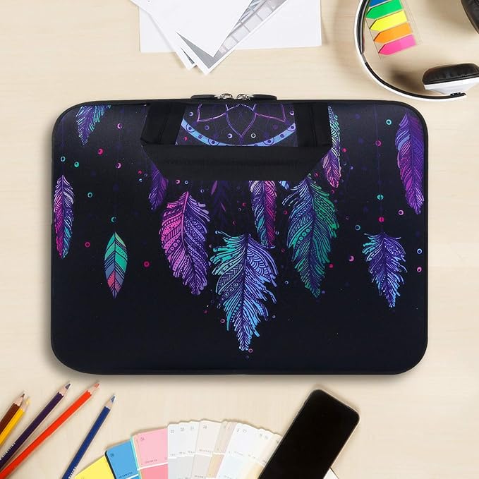 Violet Mist 11 11.6 12 Inch Laptop Sleeve Funny Dreamcatcher Pattern Laptop Carrying Bag Case with Handle Cute Protective Neoprene Notebook Tablet Computer Travel Cover Pouch Briefcase, Dreamcatcher