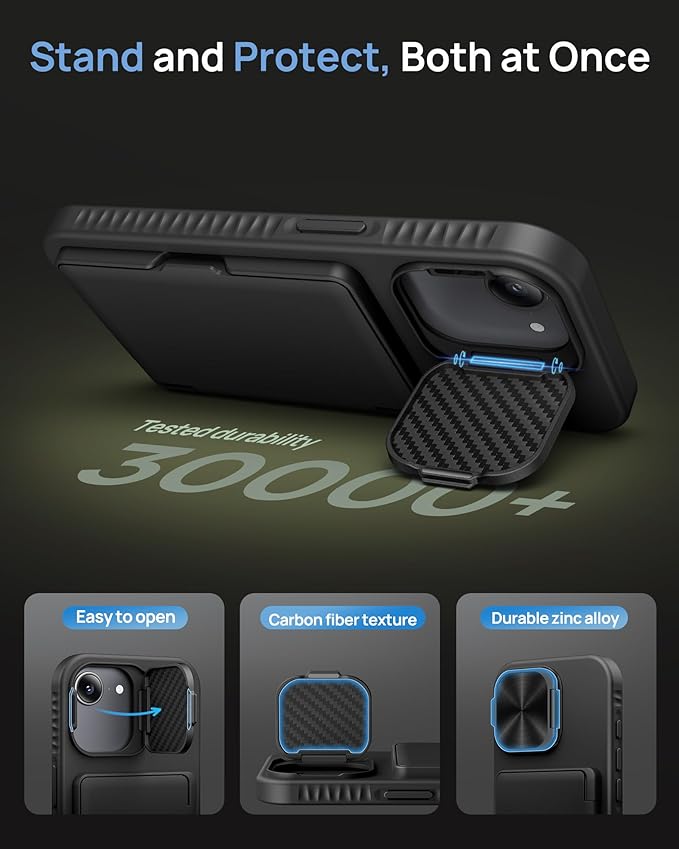 for iPhone 16e Case Wallet, Built-in Stand & Card Holder & Camera Lens Cover, Full Body Protective Rugged Multifunctional Kickstand Heavy Duty Phone Cover Case for iPhone 16e 6.1" 2025, Black