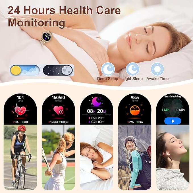 GADIXY Smart Watches for Women(Make/Answer Call) with Diamond:1.32" Fitness Tracker Watch for HR/Blood Pressure/SpO2/Sleep Monitor,Digital Running Watches for Women Android/iOS,3 Strips